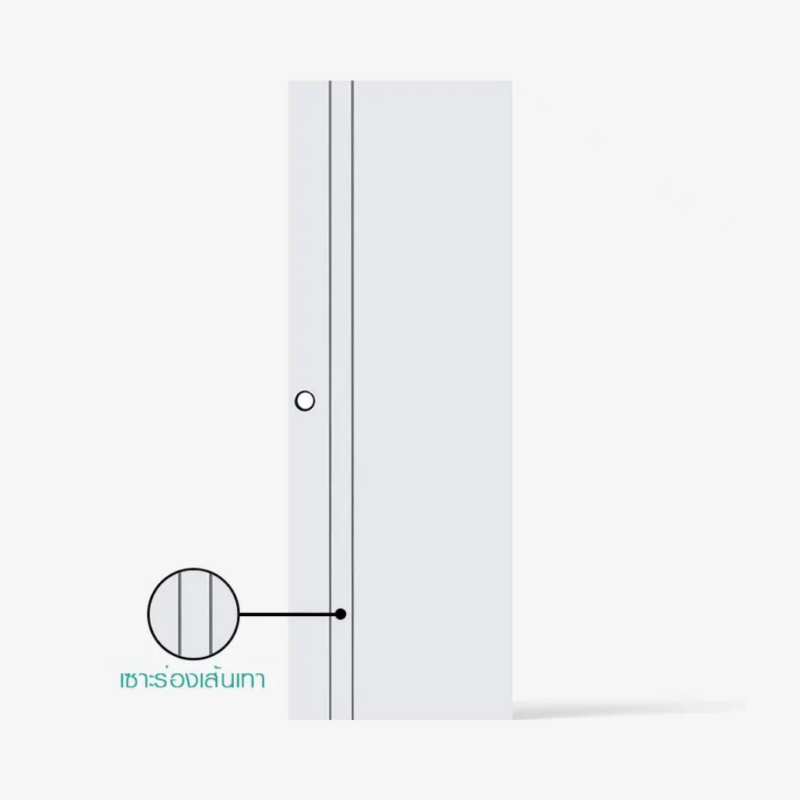 ประตูuPVC EXTRUSION P2 70x200 ขาวเซาะร่องเทา2 เส้น(จ)