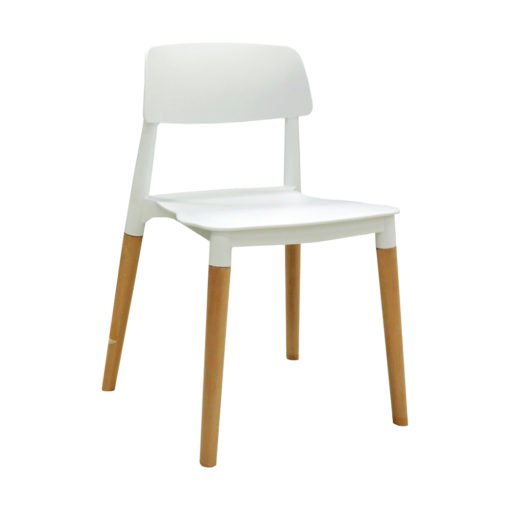 เก้าอี้พลาสติกขาไม้ HOOM DOT # 082 สีขาว