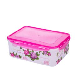 ชุดกล่องอาหาร ฝาซุปเปอร์ล็อก 6 ชิ้น ลายดอกไม้สีชมพู รุ่นJC-12137-6M
