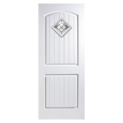 ประตูไฟเบอร์กลาสกระจก ECO-DOOR #2PG (80x200cm.) สีขาว ภายนอก