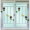 หน้าต่างบานเลื่อน 2 บาน เหล็กดัด Hoomdot Alfa Aluminium ดอกไม้ผีเสื้อ ขนาด 120 x 110 เซนติเมตร สีขาว