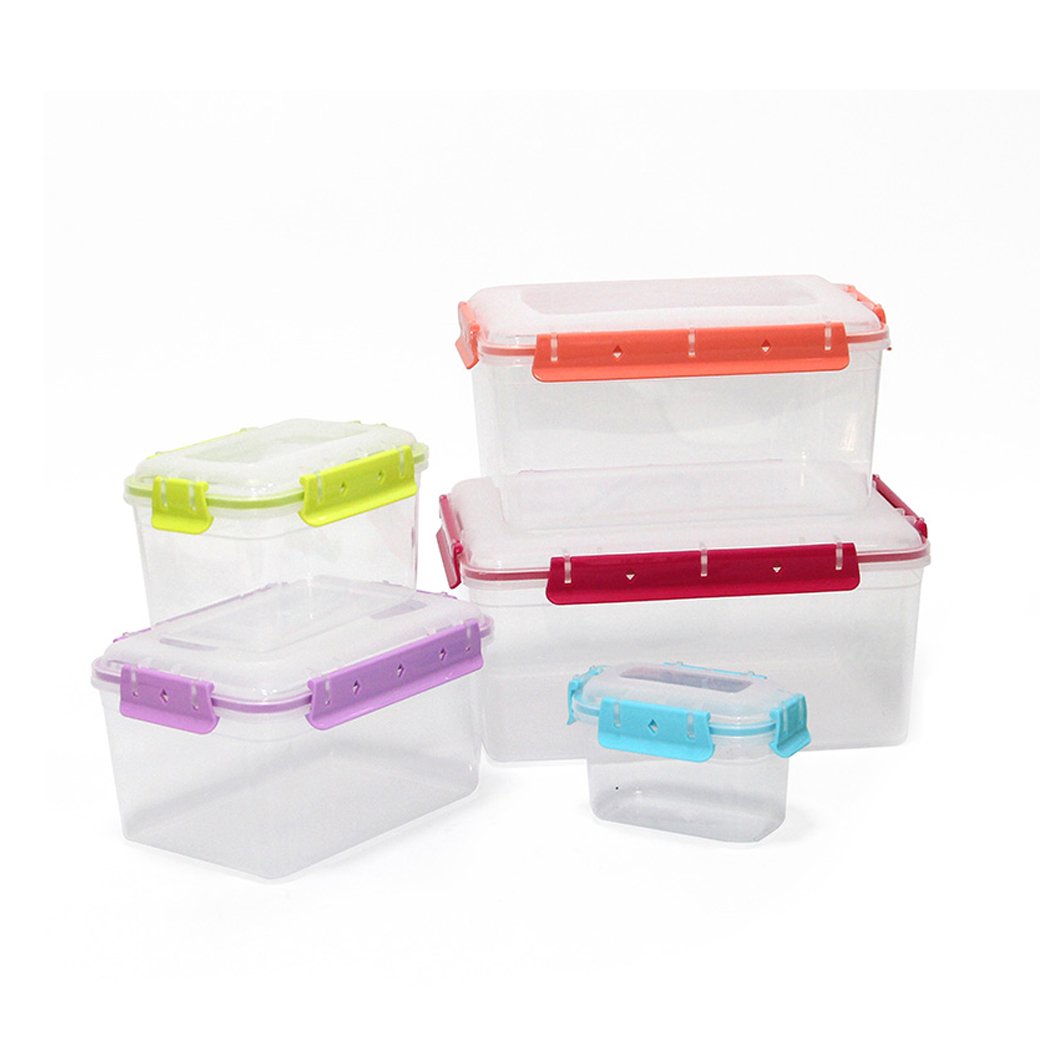 ชุดกล่องอาหารฝาซุปเปอร์ล็อก5สี สี่เหลียม 5ชิ้น รุ่น 1706-5A - Image 6