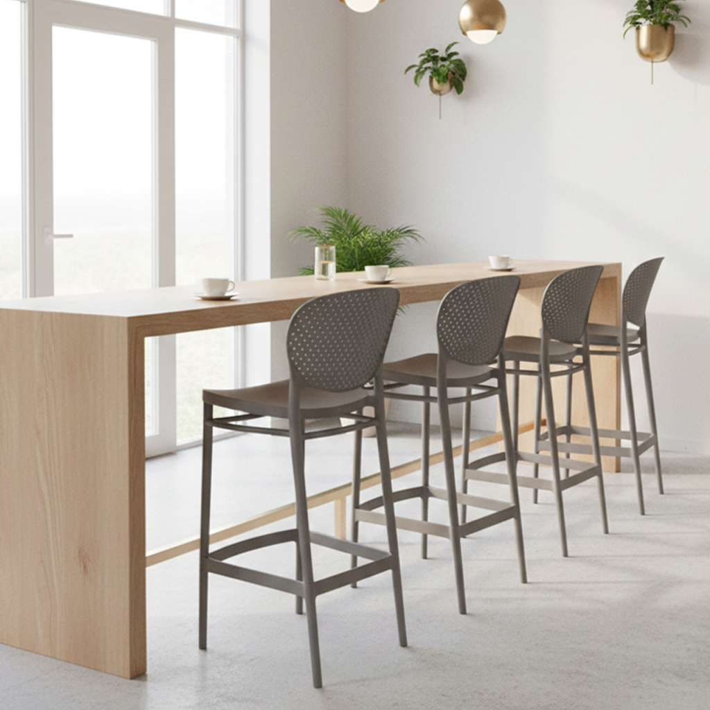 RASITA เก้าอี้บาร์ รุ่น PRESTON สี WARM GREY - Image 5