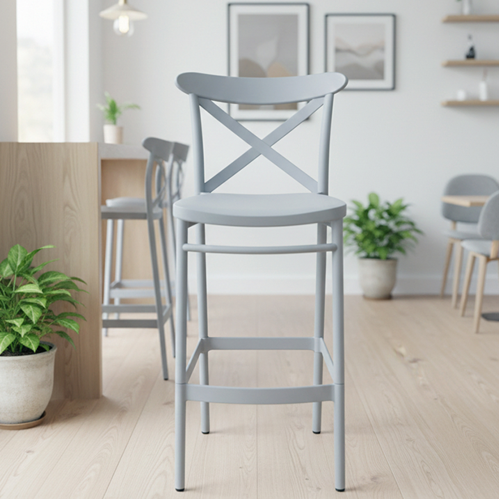 RASITA เก้าอี้บาร์ รุ่น HARLOW สี LIGHT GREY - Image 5