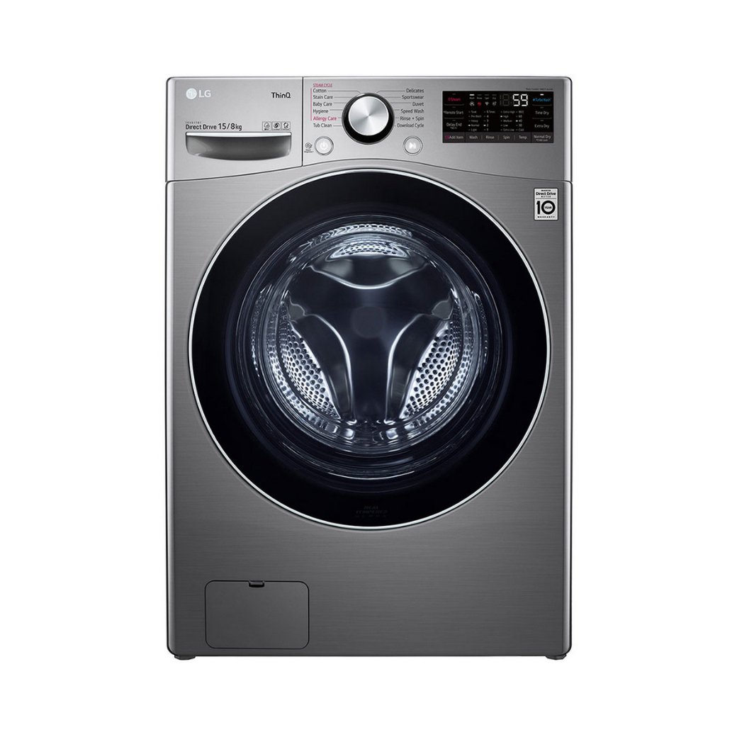 เครื่องซักผ้า/อบผ้า ฝาหน้า LG รุ่น F2515RTGV ความจุ 15/8 กิโลกรัม