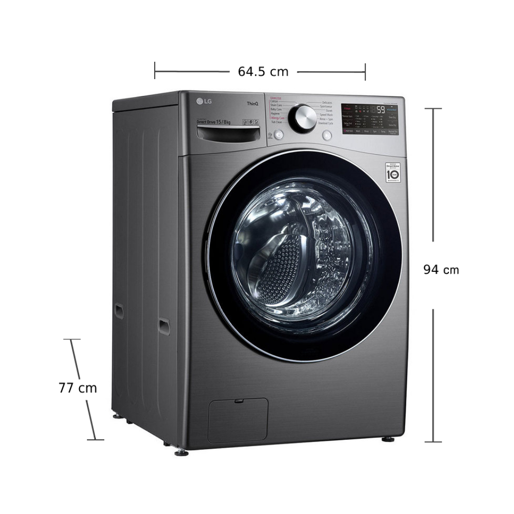 เครื่องซักผ้า/อบผ้า ฝาหน้า LG รุ่น F2515RTGV ความจุ 15/8 กิโลกรัม - Image 2
