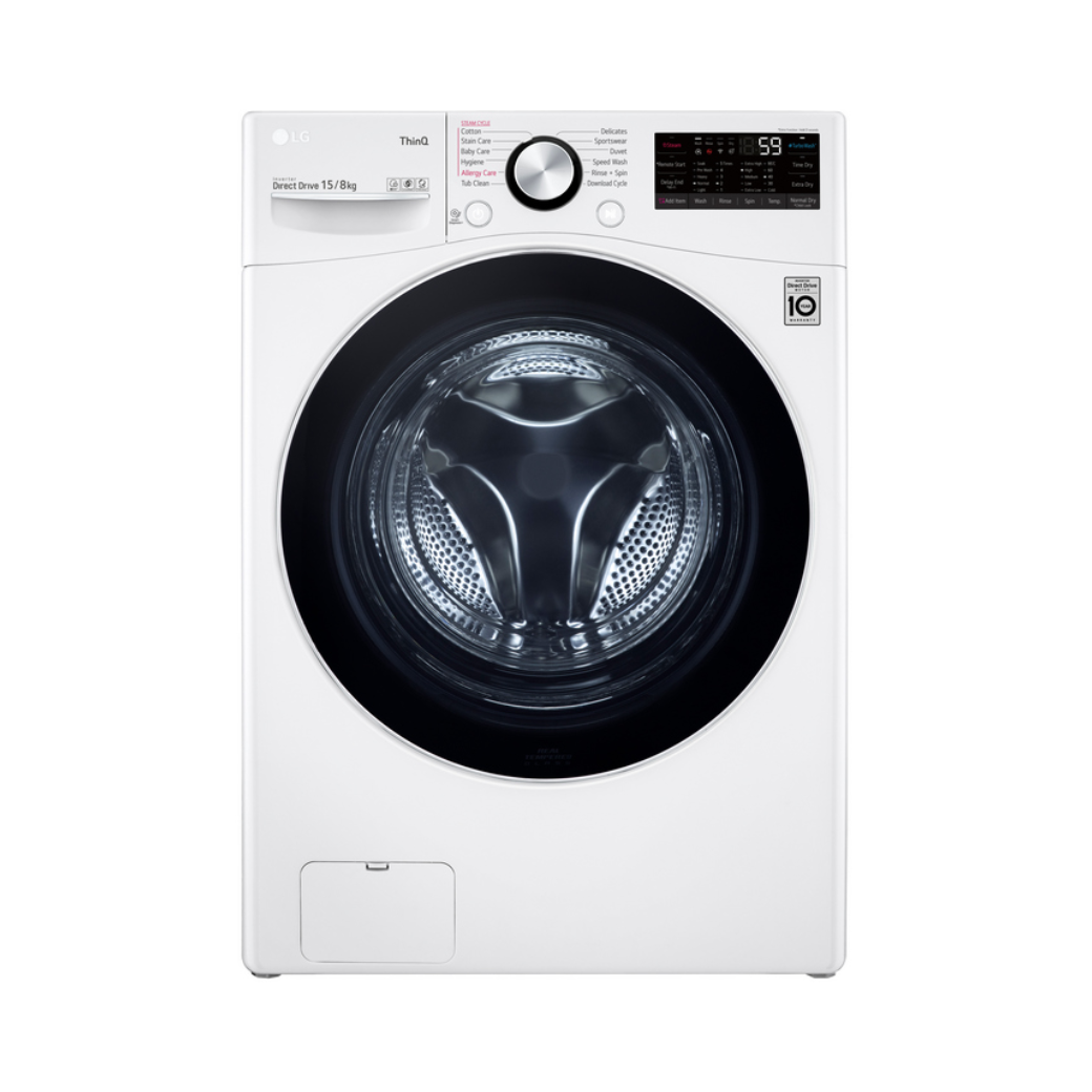 เครื่องซักผ้า/อบผ้า ฝาหน้า LG รุ่น F2515RTPW.ABWPETH ความจุ 15/8 กิโลกรัม