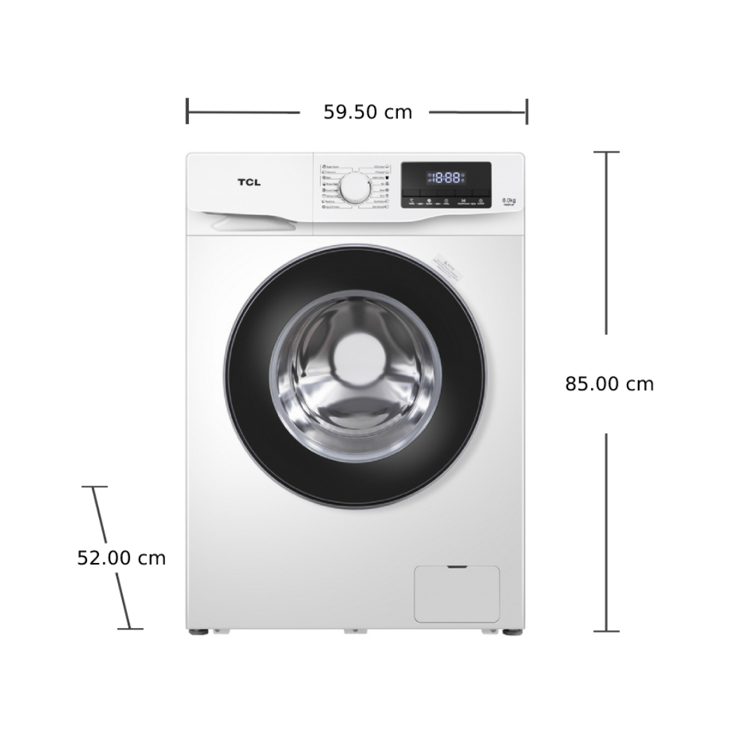 เครื่องซักผ้าฝาหน้า TCL รุ่น P608FLW ความจุ 8 กิโลกรัม - Image 2