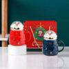 แก้วน้ำเซรามิคพร้อมฝาปิด HOOM DOT รุ่น Santa Blue ความจุ 500 มิลลิลิตร