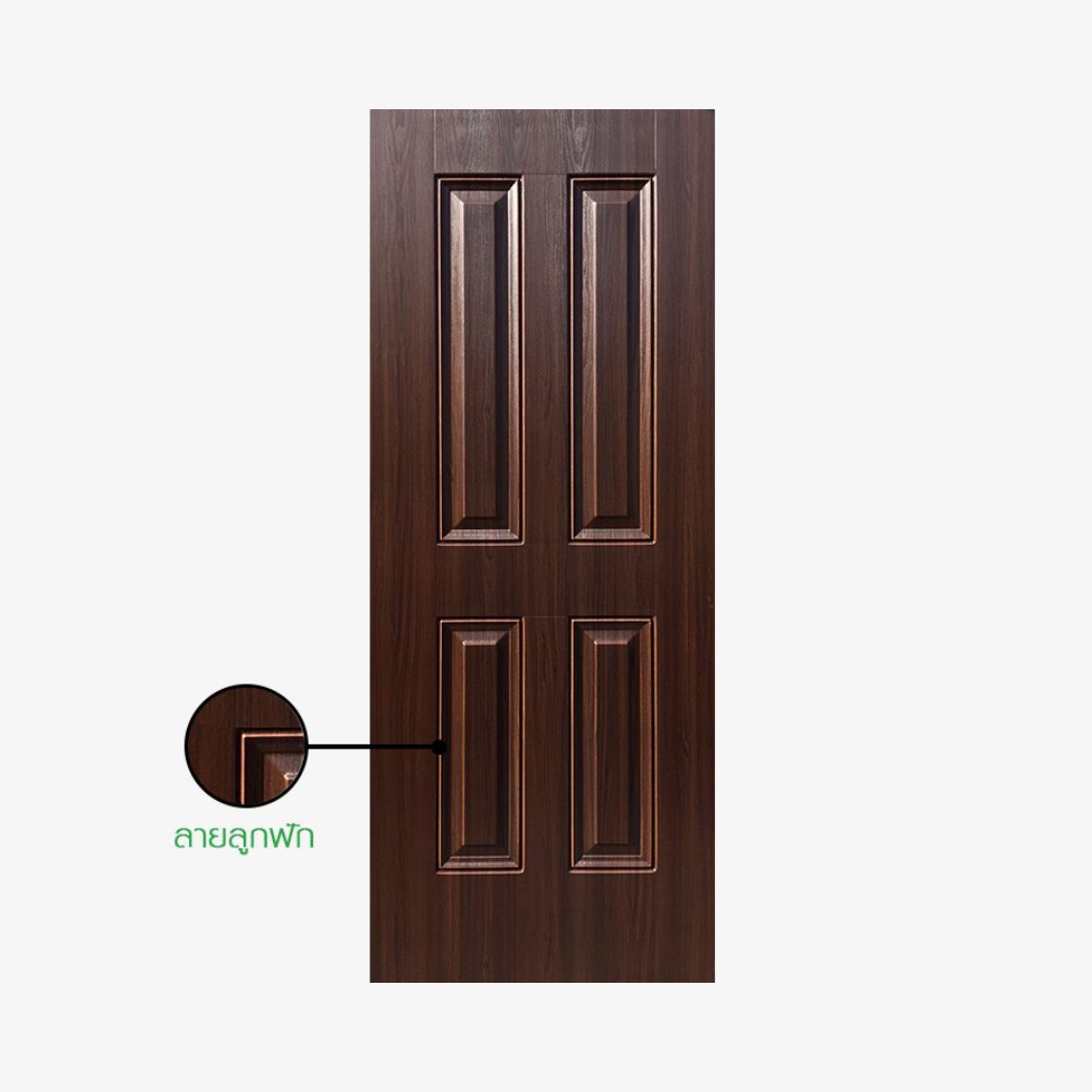 ประตู uPVC UPVC4O 4ฟักตรง 80x200 โอ๊ค ภายใน
