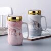 แก้วน้ำเซรามิคพร้อมฝาปิด HOOM DOT รุ่น Marble ขนาด 400 มิลลิลิตร สีเทา