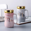แก้วน้ำเซรามิคพร้อมฝาปิด HOOM DOT รุ่น Marble ขนาด 400 มิลลิลิตร สีเทา